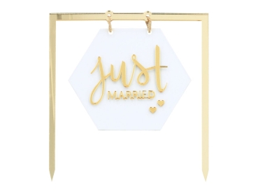 Cake Topper Just married gold